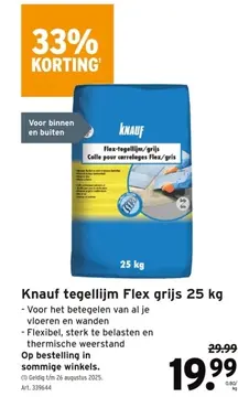 Aanbieding: Knauf tegellijm Flex grijs