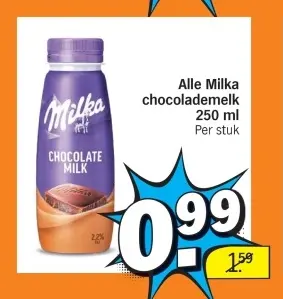 Aanbieding: Alle Milka chocolademelk 250 ml