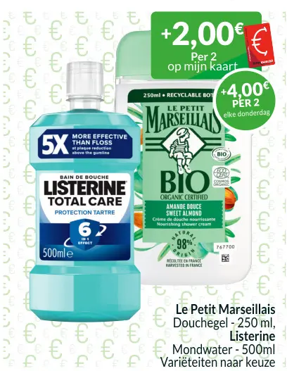 Promotie: Le Petit Marseillais Douchegel, Listerine Mondwater