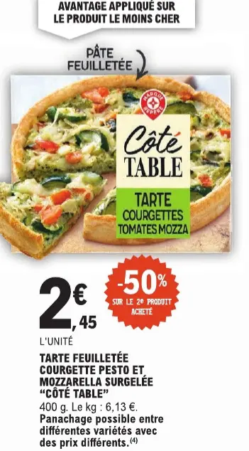 Offre: Tarte feuilletée courgette pesto et mozzarell