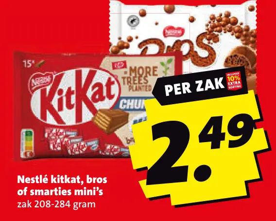 Aanbieding: Nestlé kitkat, bros of smarties mini's