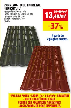 Offre: Panneau-tuile Bricotuil 200x98 cm 0,5mm graphite