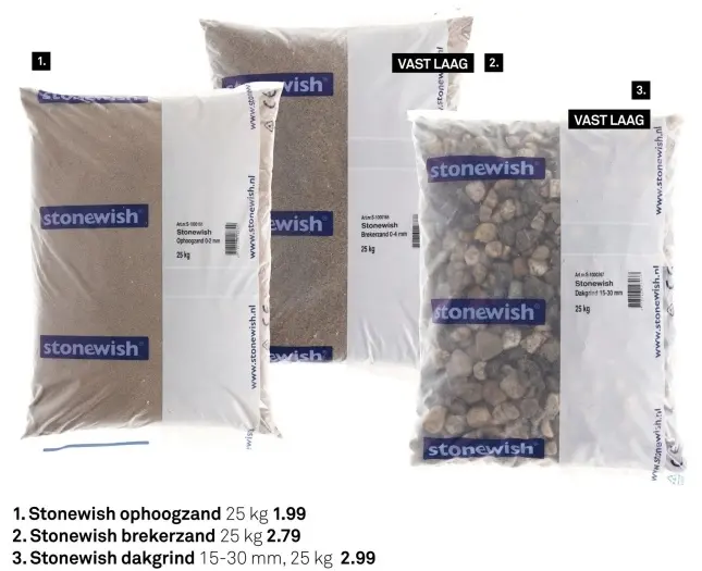 Aanbieding: Stonewish ophoogzand, brekerzand of dakgrind