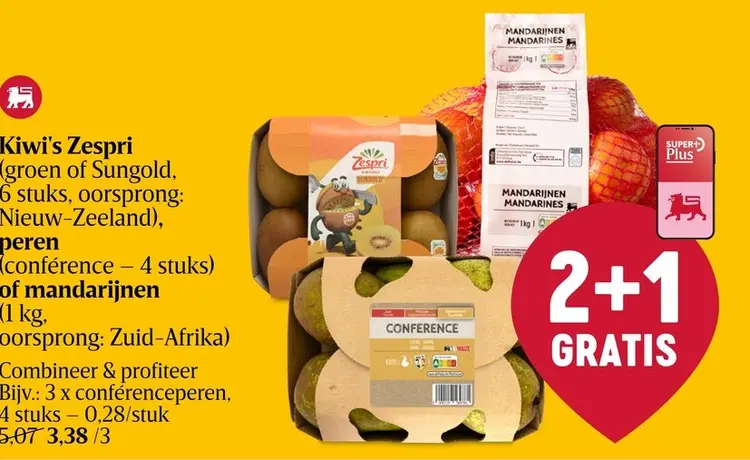 Promotie: Kiwi's Zespri, peren of mandarijnen
