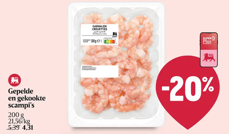 Promotie: Gepelde en gekookte scampi's