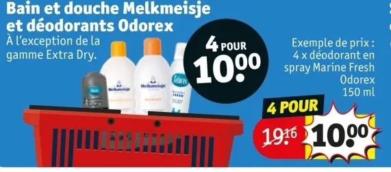 Offre: Bain et douche Melkmeisje et déodorants Odorex