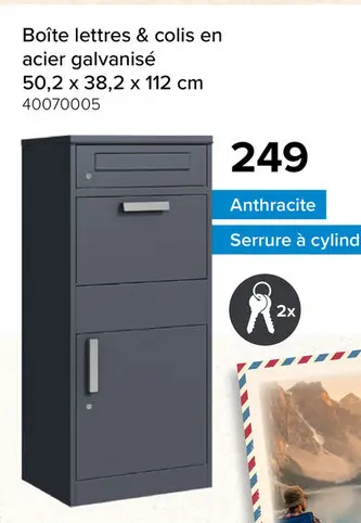 Offre: Boîte lettres & colis en acier galvanisé