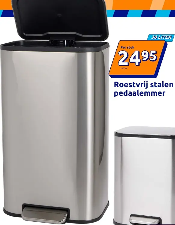 Promotie: Roestvrij stalen pedaalemmer