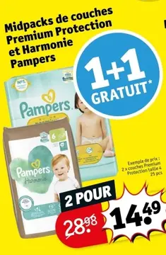 Offre: Midpacks de couches Premium Protection et Harmonie Pampers