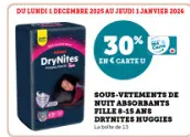 Offre: Sous-vetements de nuit absorbants fille 8-15 