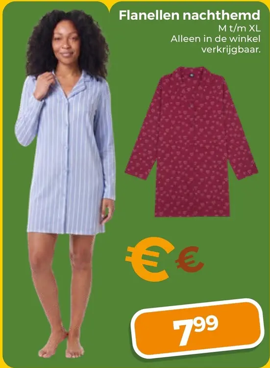 Aanbieding: Flanellen nachthemd