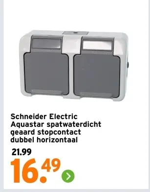 Aanbieding: Aquastar spatwaterdicht geaard stopcontact dubbel horizontaal