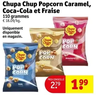 Offre: Chupa Chup Popcorn Caramel, Coca-Cola et Fraise