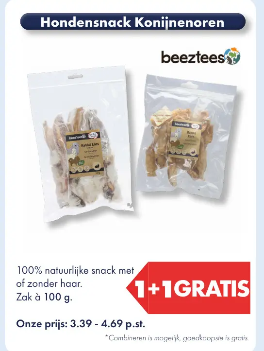 Aanbieding: Hondensnack Konijnenoren