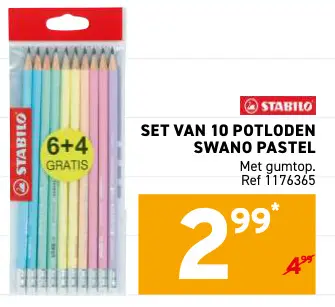 Promotie: Set van 10 potloden swano pastel