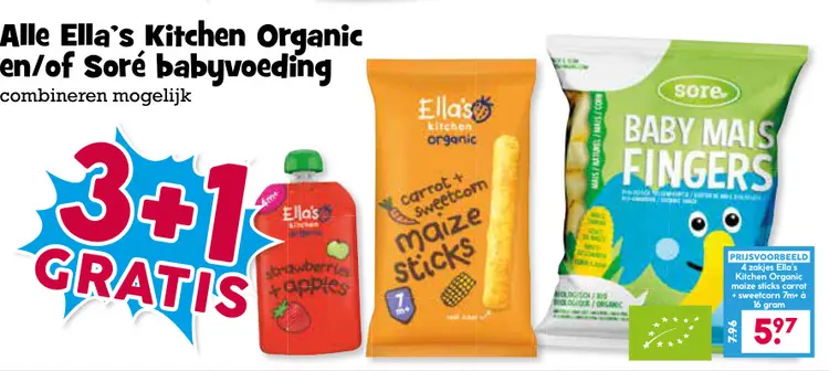 Aanbieding: Ella's Kitchen Organic en/of Soré babyvoeding
