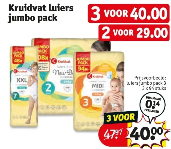 Aanbieding: Kruidvat luiers jumbo pack