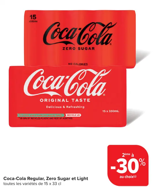 Offre: Coca-Cola Regular, Zero Sugar et Light