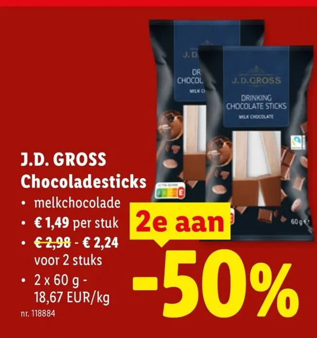 Promotie: J.D. GROSS Chocoladesticks