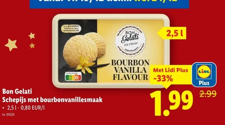 Promotie: Schepijs met bourbonvanillesmaak