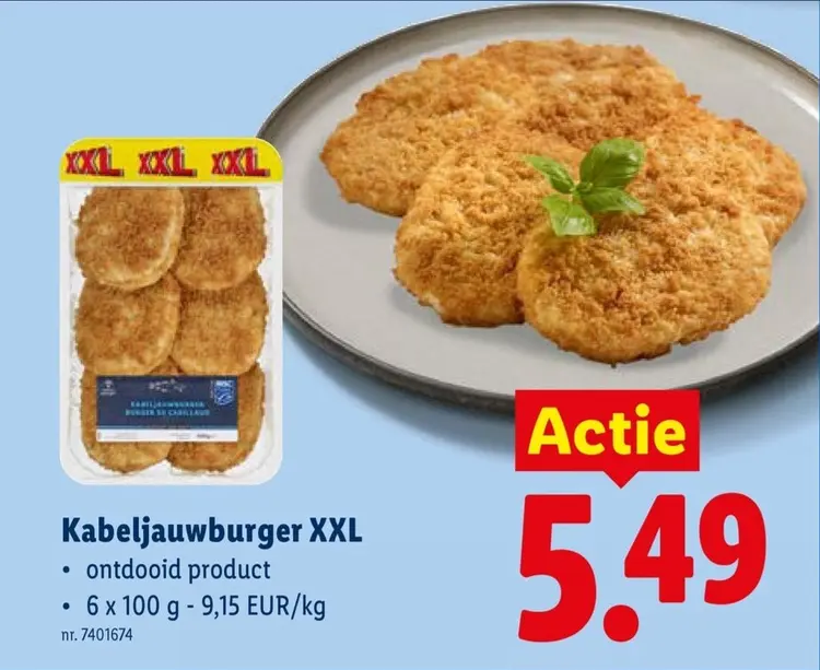 Promotie: Kabeljauwburger XXL