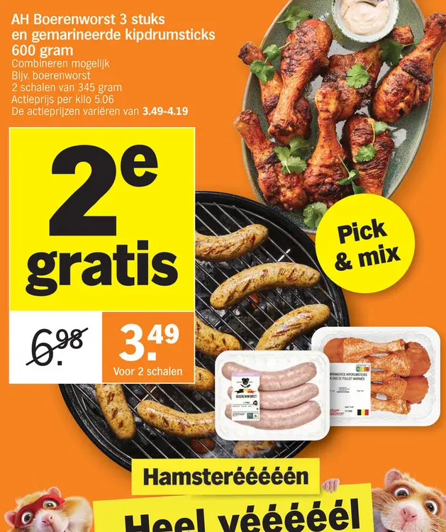 Promotie: Boerenworst en gemarineerde kipdrumsticks
