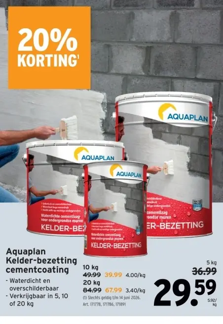 Promotie: Aquaplan Kelder-bezetting cementcoating