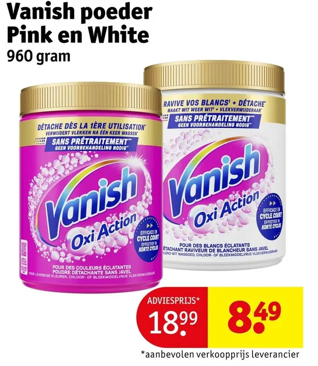 Aanbieding: Vanish poeder Pink en White