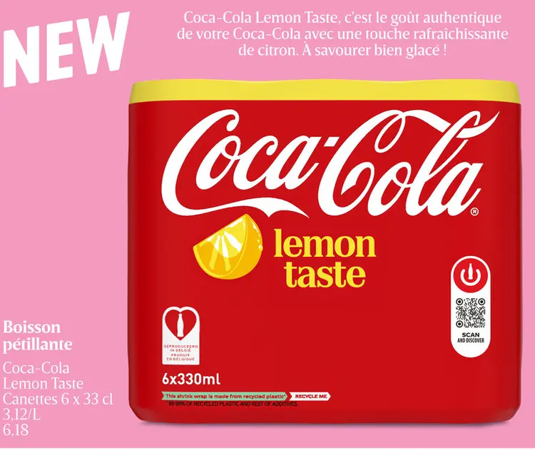 Offre: Boisson pétillante Coca-Cola Lemon Taste