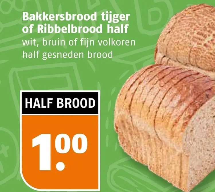 Aanbieding: Bakkersbrood tijger of Ribbelbrood
