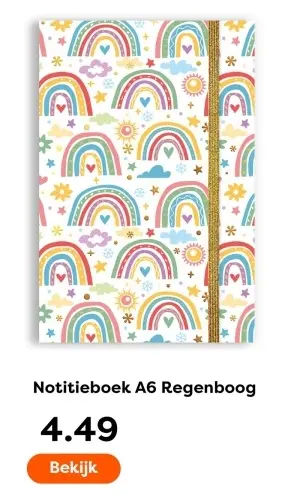 Aanbieding: Notitieboek A6 Regenboog