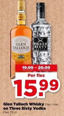Aanbieding: Glen Talloch Whisky en Three Sixty Vodka