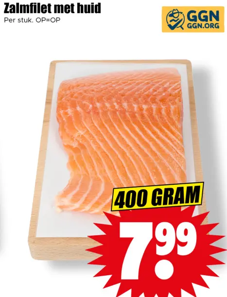 Aanbieding: Zalmfilet met huid