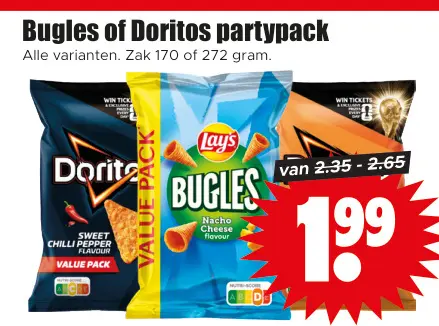 Aanbieding: Bugles or Doritos partypack