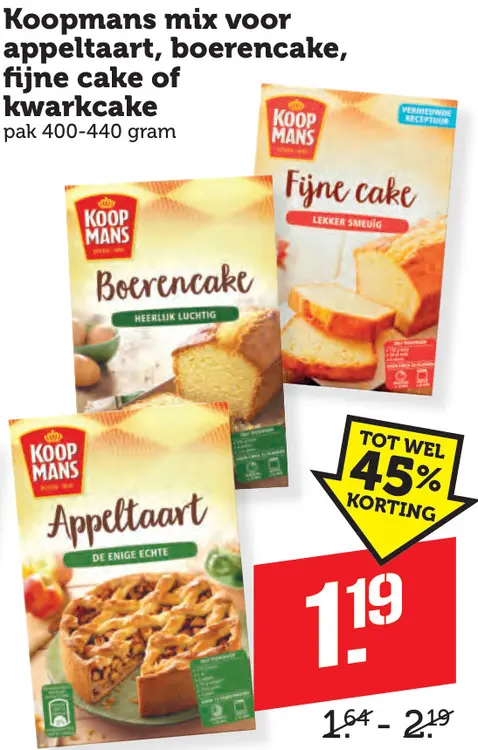 Aanbieding: Mix voor appeltaart, boerencake, fijne cake of kwarkcake