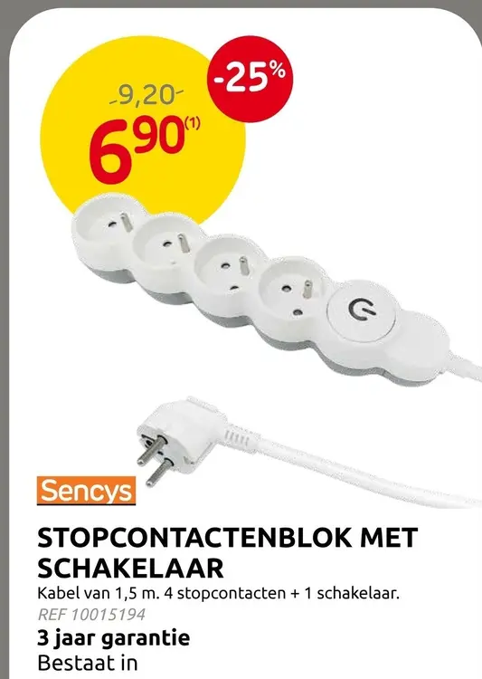 Promotie: Stopcontactenblok met schakelaar