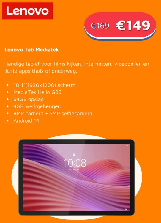 Aanbieding: Lenovo Tab Mediatek