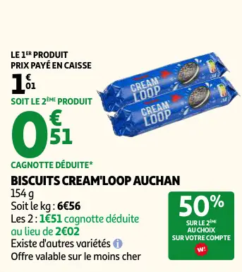 Offre: Biscuits cream'loop