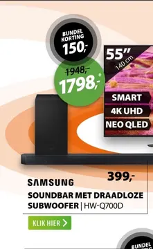 Aanbieding: Samsung soundbar met draadloze subwoofer | hw