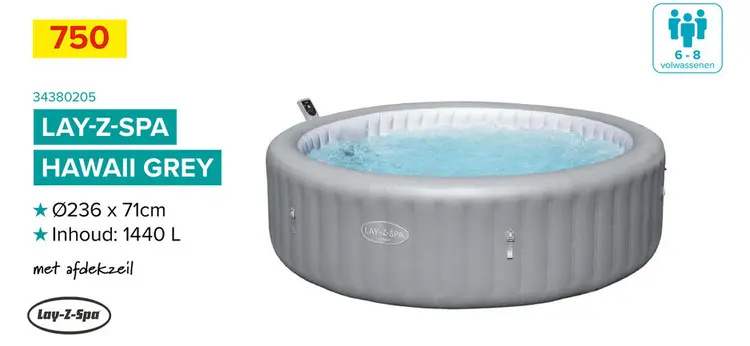 Promotie: Bestway Lay-Z-Spa Hawaii - 191x71cm - 8 personen - 190 AirJets - EnergySense