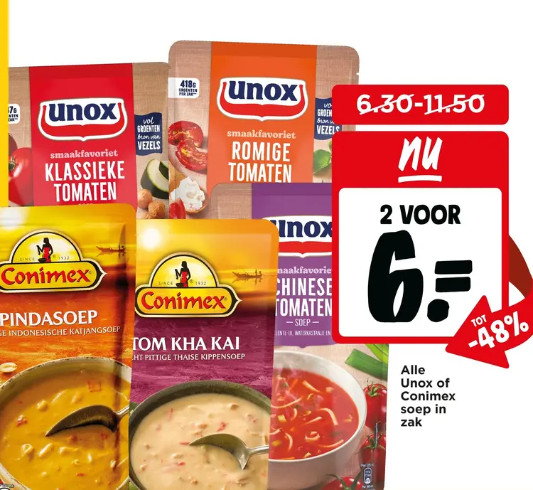 Aanbieding: Unox of Conimex soep in zak