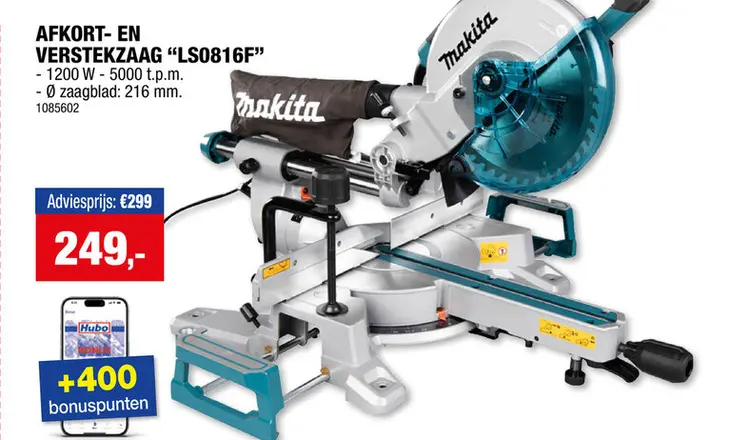 Promotie: Makita LS0816F afkort- en verstekzaag 1200W 216mm