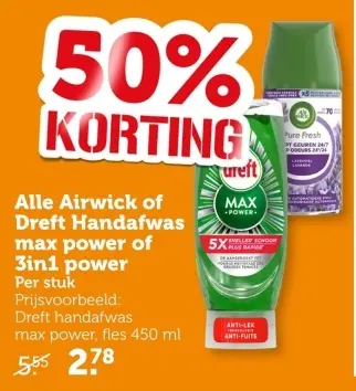 Aanbieding: Airwick of Dreft Handafwas max power of 3in1