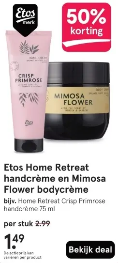 Aanbieding: Home Retreat handcrème en Mimosa Flower bodycrème