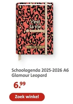 Aanbieding: Schoolagenda 2025-2026 A6 Glamour Leopard