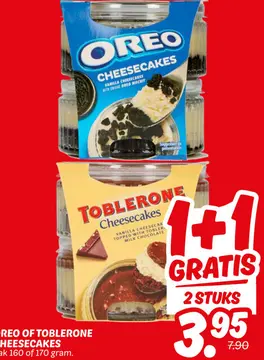 Aanbieding: Oreo of TOBLERONE cheesecakes