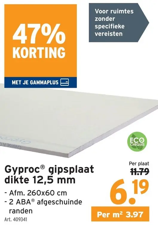 Promotie: Gipsplaat dikte 12,5 mm