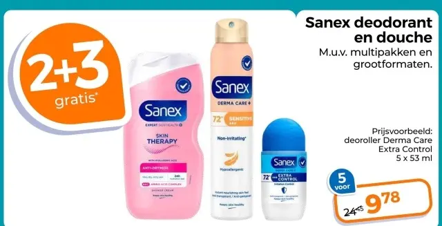 Aanbieding: Sanex deodorant en douche