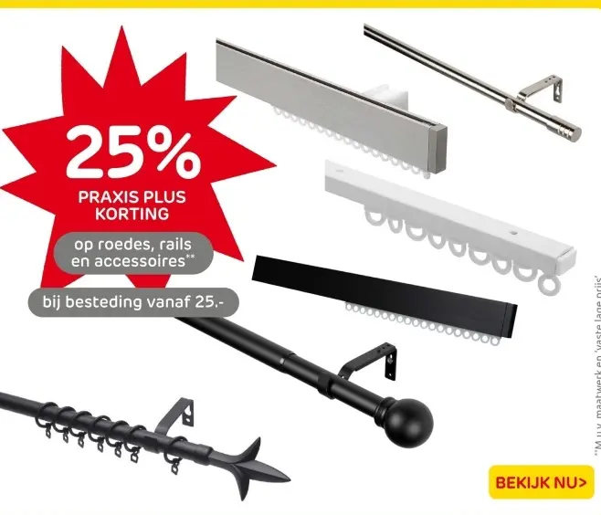 Aanbieding: Roedes, rails en accessoires