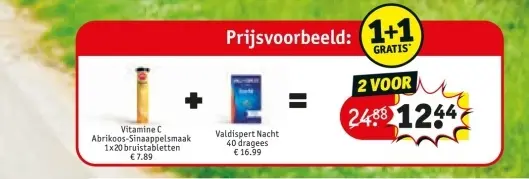 Aanbieding: Vitamine C Abrikoos-Sinaappelsmaak + Valdispert Nacht